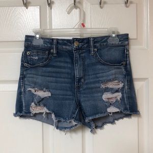 Hi rise ripped jean shorts